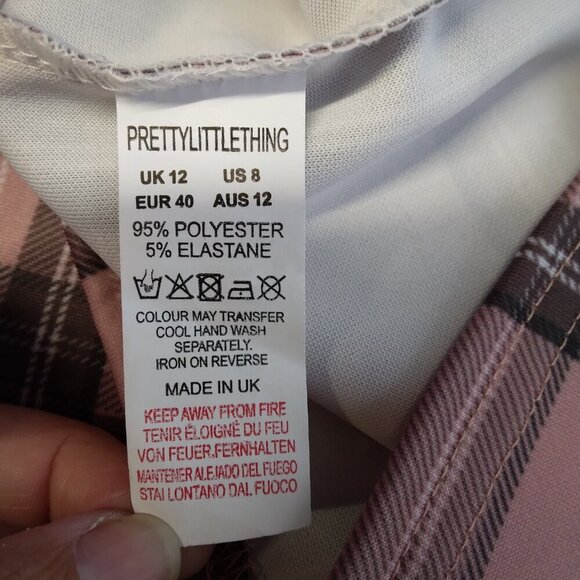 Pretty Little Thing Pink Check Button Skirt Size 8. NWT - Picture 12 of 12